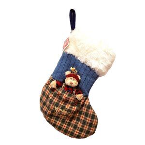 New Gund 886300 Christmas Stocking Maplebear Plush Bear Plaid Vintage NWT 13"